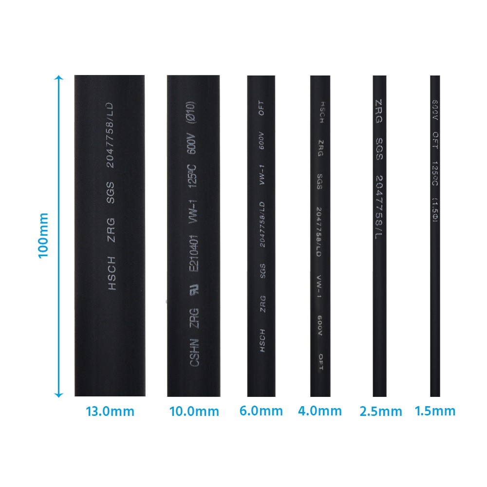 Heat Shrink Tube Kit, Black (100pcs)
