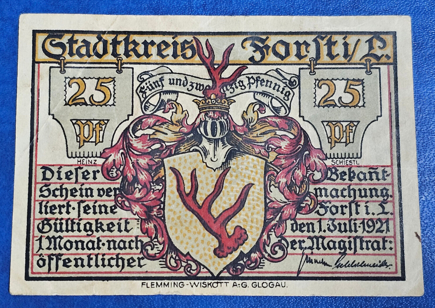 FORST LAUSITZ NOTGELD 25 PFENNIG 1921 EMERGENCY MONEY GERMANY [🇩🇪35249]
