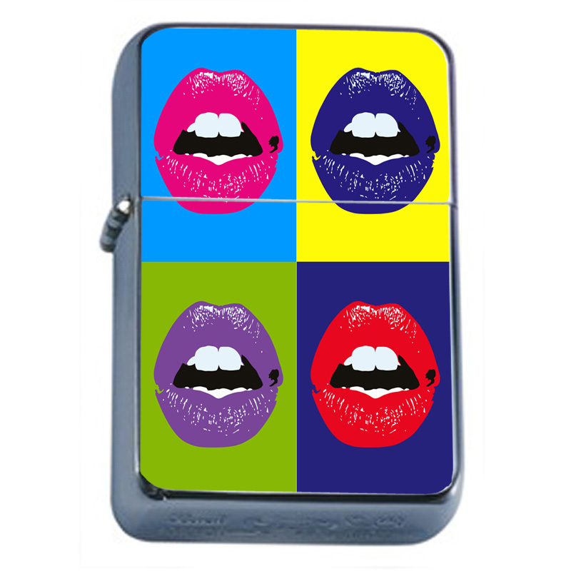 Pop Art D4 Flip Top Oil Lighter Windproof Resistant Flame Pop Culture Retro