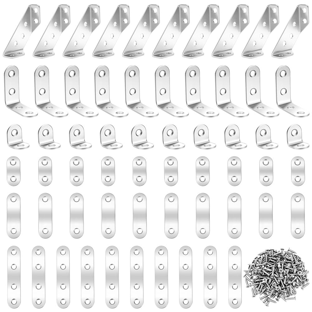 700 Pcs Furniture Corner Connector, 140 Pcs 6 Styles Universal Stainless Stee...