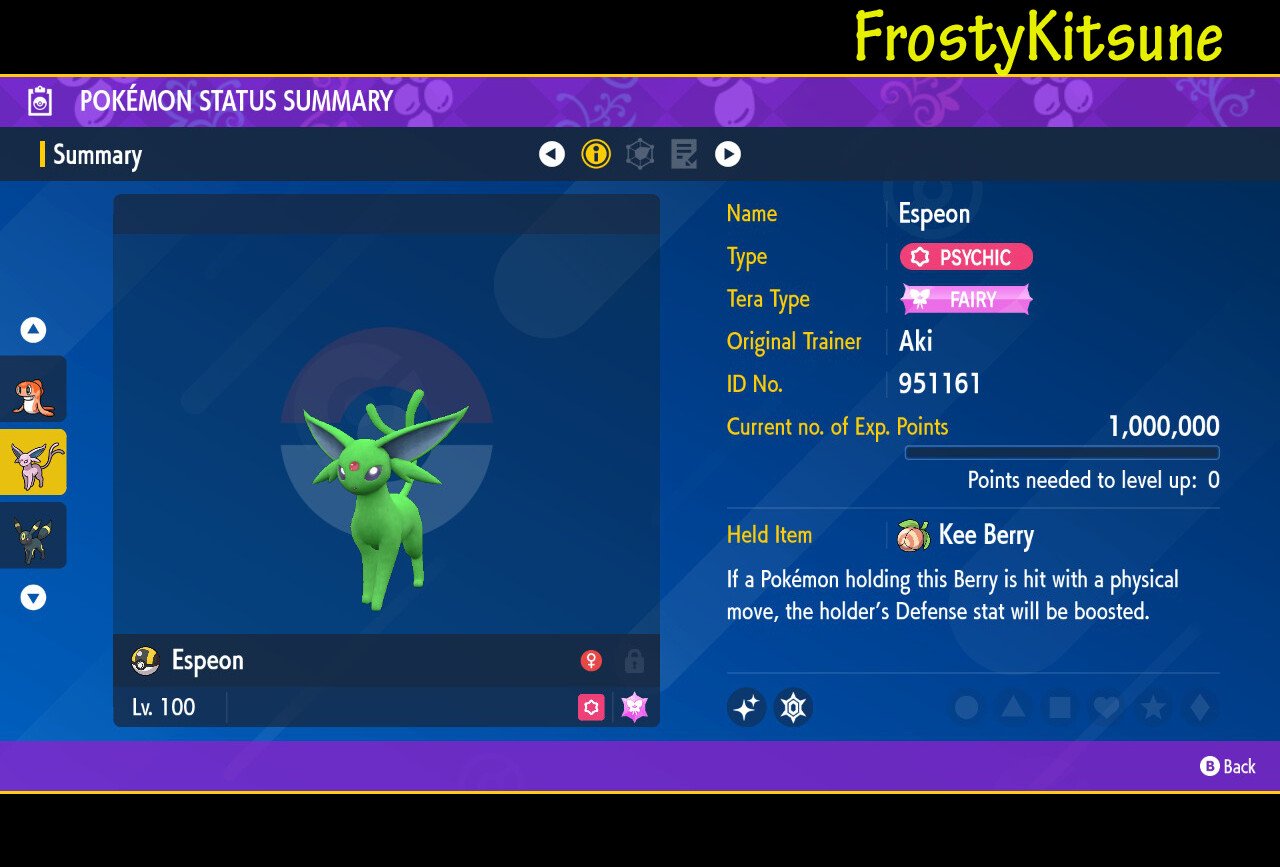 6IV Espeon Shiny & Non-Shiny (Tera Type Options) Pokemon Scarlet & Violet