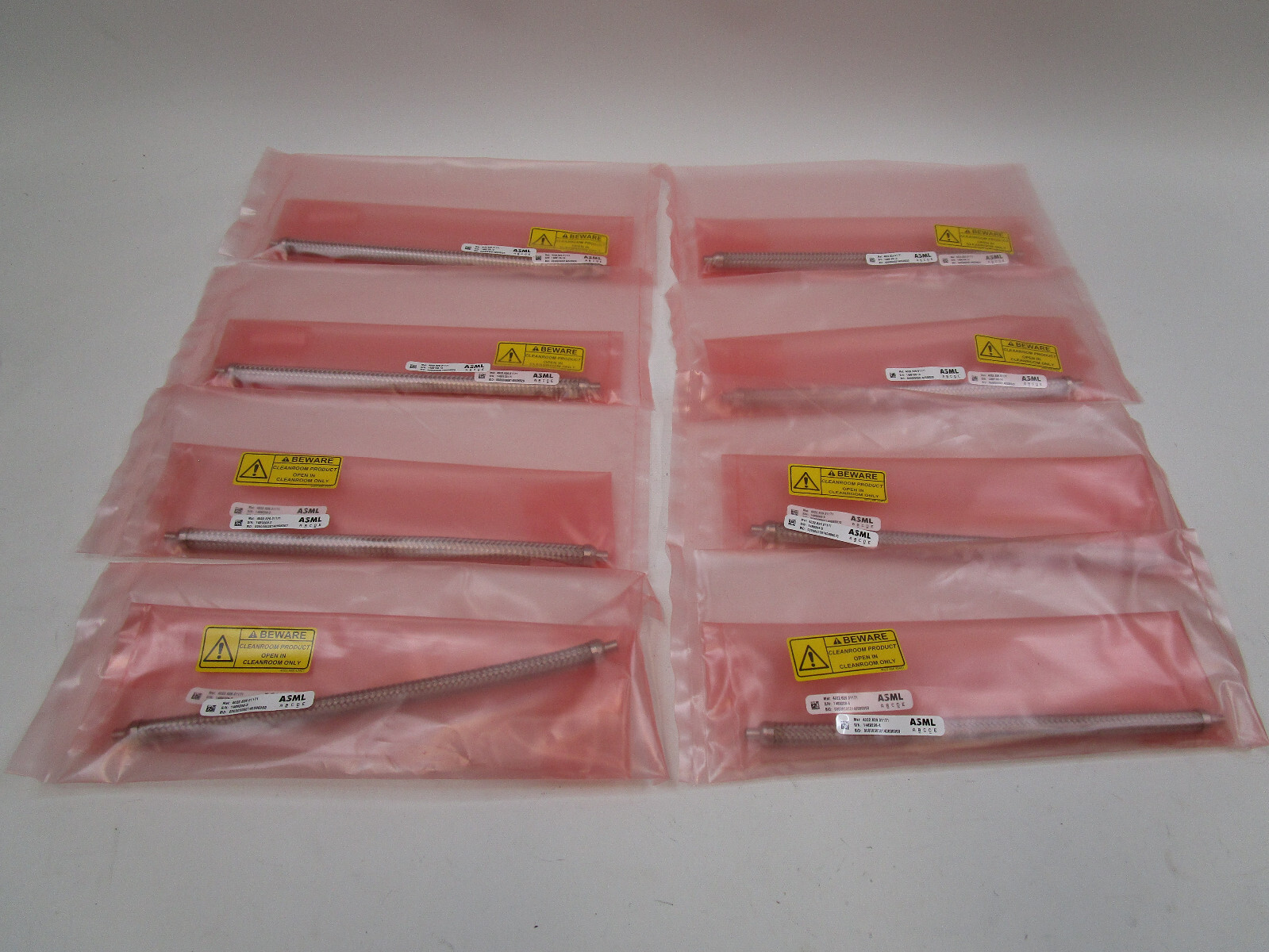 Lot of 8 New Sealed ASML 4022.629.01171 Stainless Steel Braided Hose Line