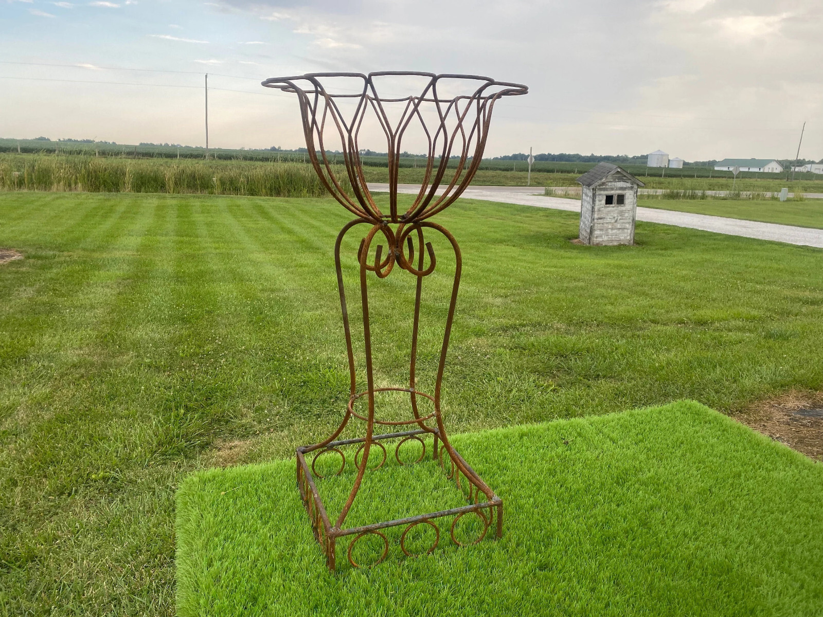 Small 32" Caroline Plant Stand- Outdoor Patio Metal Flower Basket Wrought Iron