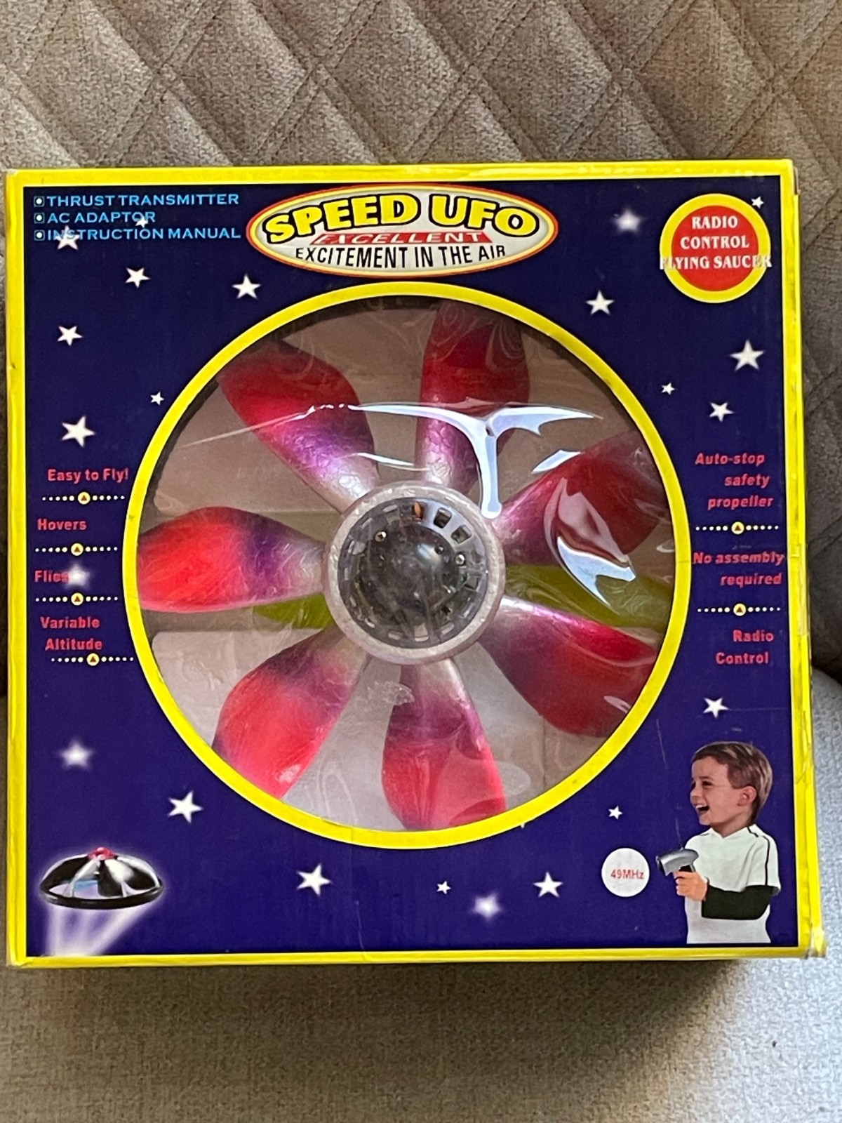 RARE SPEED UFO RADIO CONTROL FLYING SAUCER 49MHZ EXCELLENT EXCITEMENT IN AIR NEW