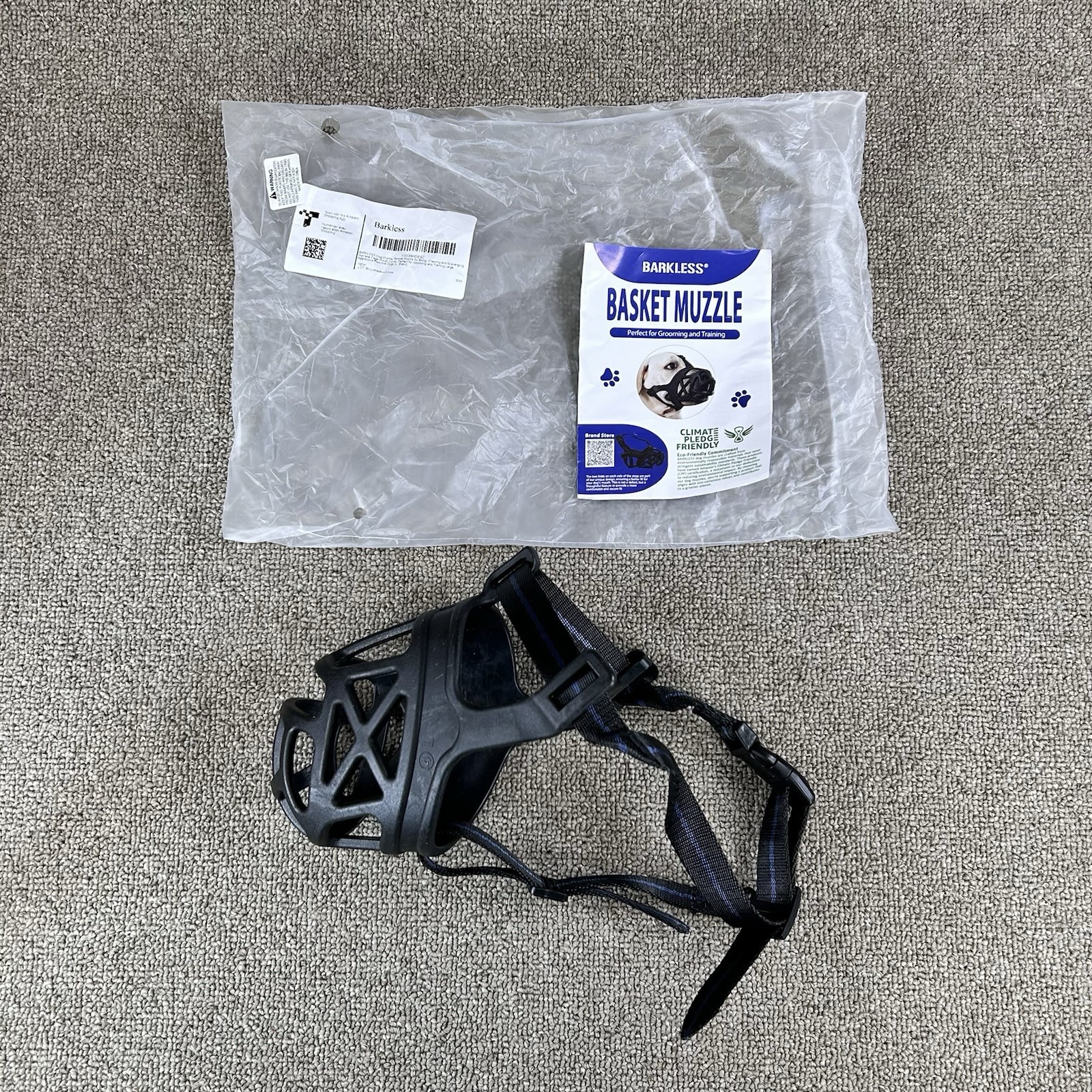 BARKLESS Dog Muzzle Basket Muzzle For Biting Chewing And Scavenging Black Large