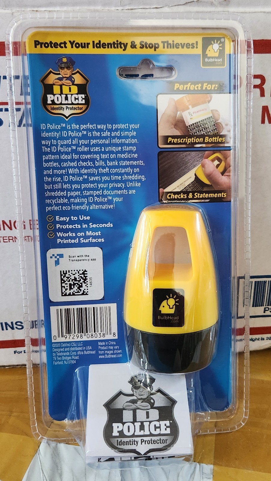NEW ~ ID Police Help Stop Identity Theft ID Guard Stamp Roller