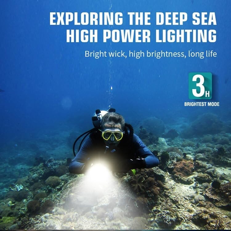 Ultra-Bright 5000 Lumen Scuba Diving Flashlight with Rechargeable Battery