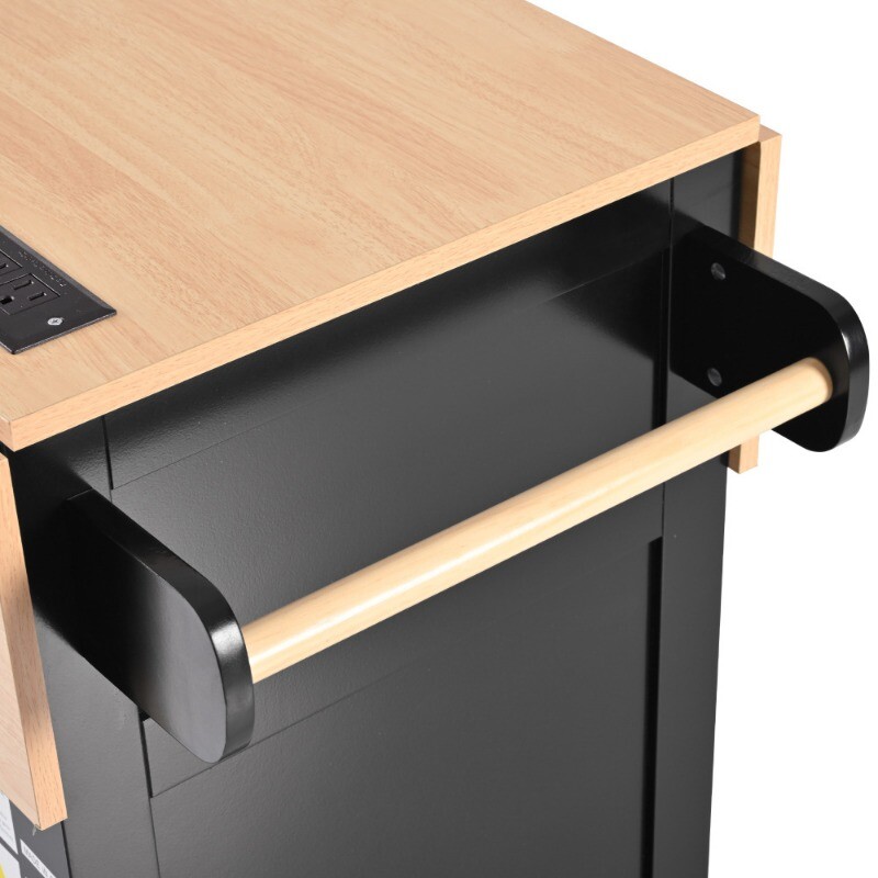 55.7'' Large Kitchen Island with 2 Drop Leaf Rolling Kitchen Cart on 5 Wheels