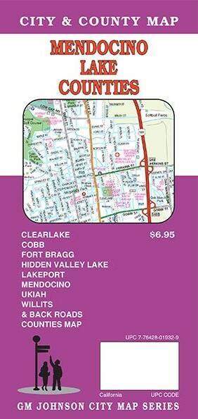City Street Map of Mendocino, Lake Counties, California, by GMJ Maps