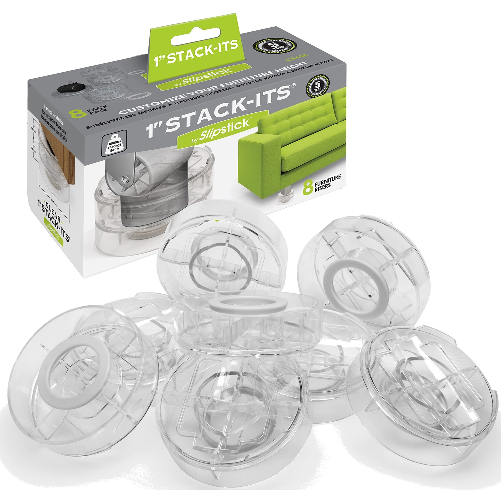 Slipstick CB658 Stack-Its 1 Inch Adjustable Bed 4" W x 1" H, Clear