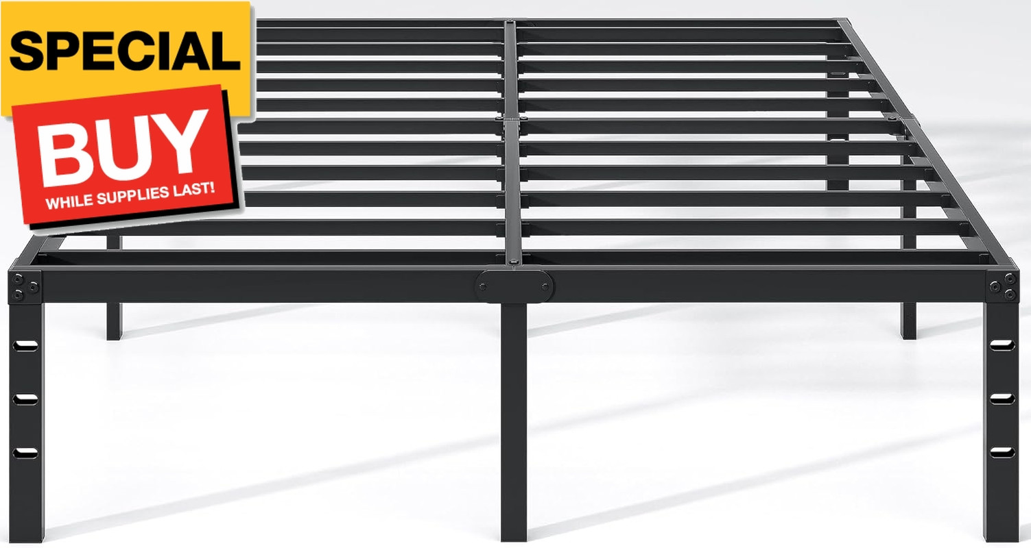 Metal Bed Frame,Queen Size Bed Frame with Storage Space,Heavy Duty Sturdy Mattre