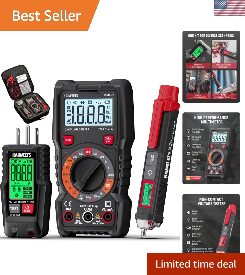 Smart Digital Multimeter & Voltage Tester Set: Perfect for Electricians & DIYers