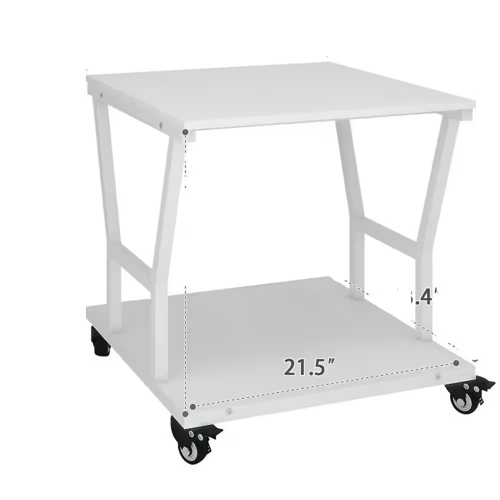 2 Tier Large 23.6X23.6X23.6 Inch Heavy Duty Printer Stand Table with Wheels and