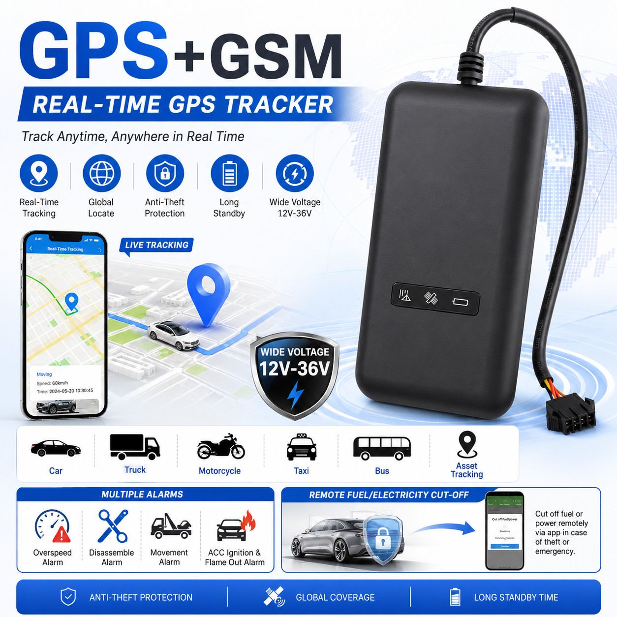 Accurate Real Time GPS Tracker GSM Tracking Locator Device Motorcycle Car GT02