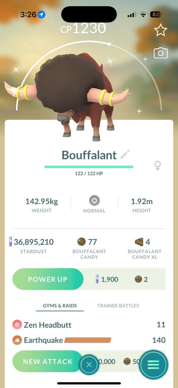 AMAZING! ✨ SHINY REGIONAL BOUFFALANT!!! ✨ - PKMN GO!!! - NON REGISTERED!!!
