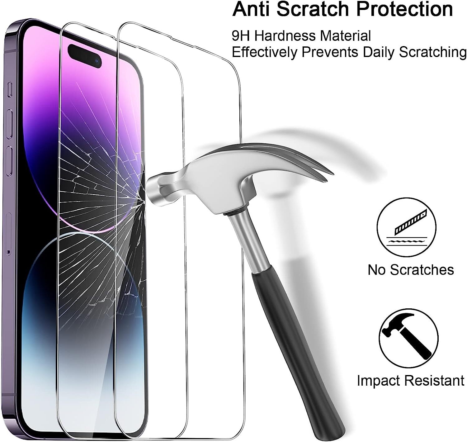 For iPhone 15 14 13 12 Pro Max Tempered Glass Screen Protector Camera Protector