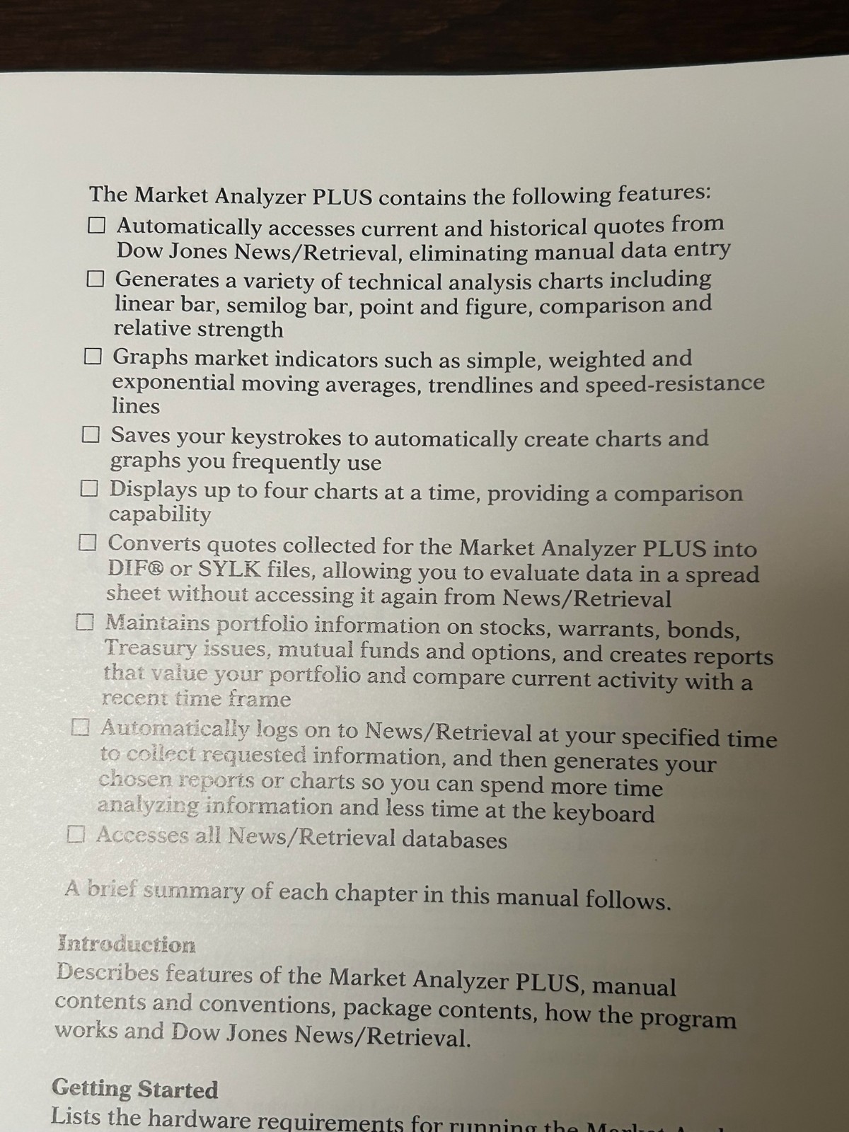 Market Analyzer PLUS by Dow Jones - Version 1 Vintage Software for IBM PC