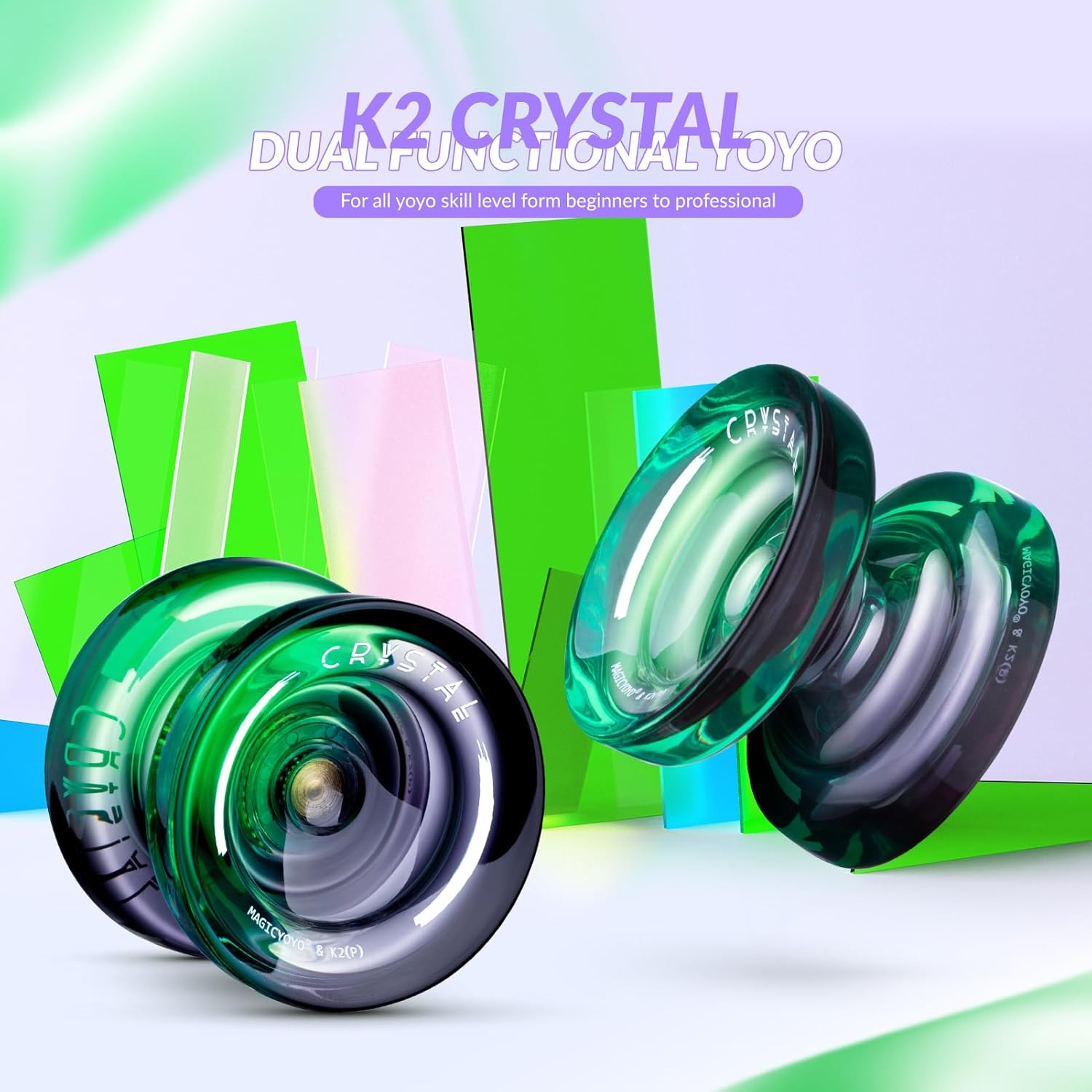 Yoyo K2 Crystal - Professional Responsive Yoyo for Kids Beginners, Dual Function