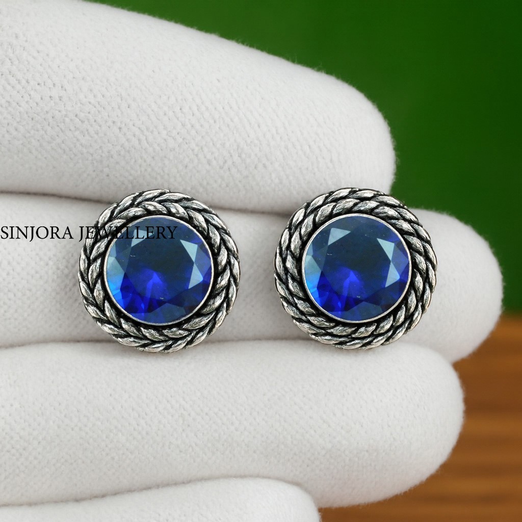 Tanzanite Gemstone 925 Sterling Silver Handmade Jewelry Stud Earrings