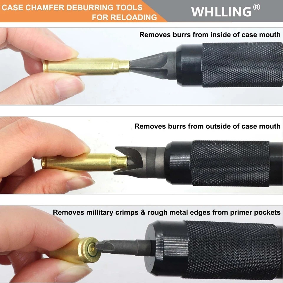 Case Prep Multitool, Chamfer Deburring Hand Tools for Reloading, Black