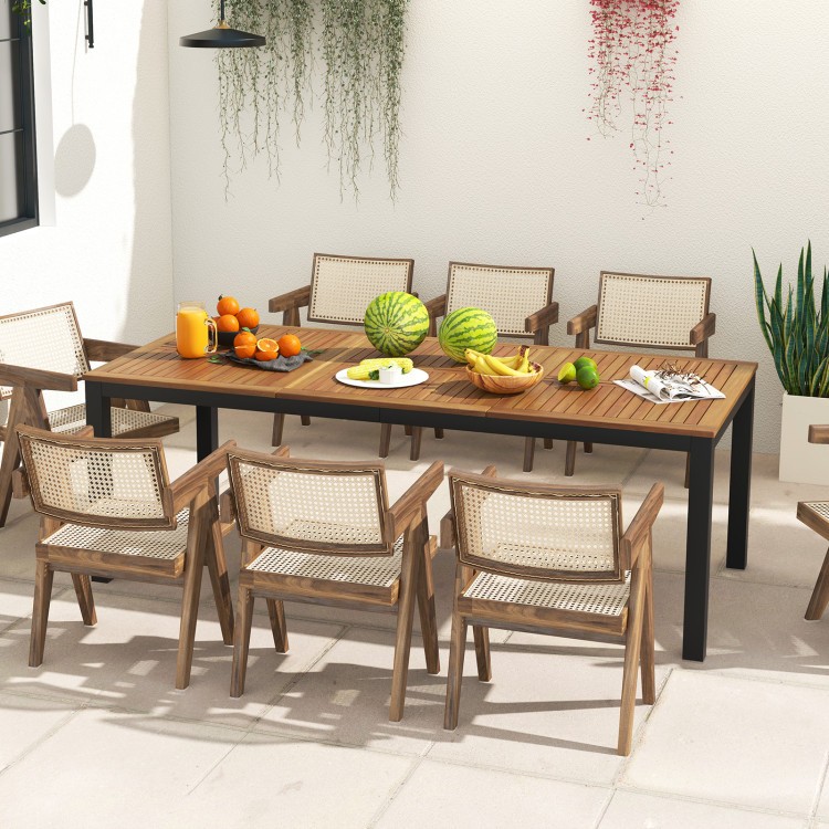 8-Person 165lb Acacia Patio Table 79x35.5in Slatted Design Natural