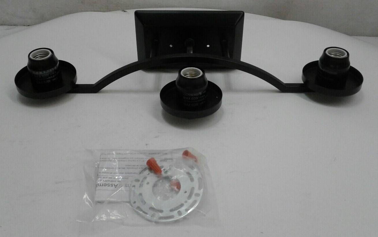 Progress P300258-031 Lassiter 3-Light Matte Black Clear Glass Vanity Light