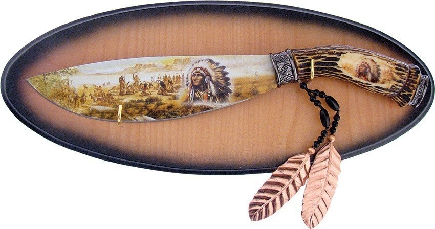 Frost Cutlery Imitation Stag Fixed Blade Knife w /  Display - HK0239I