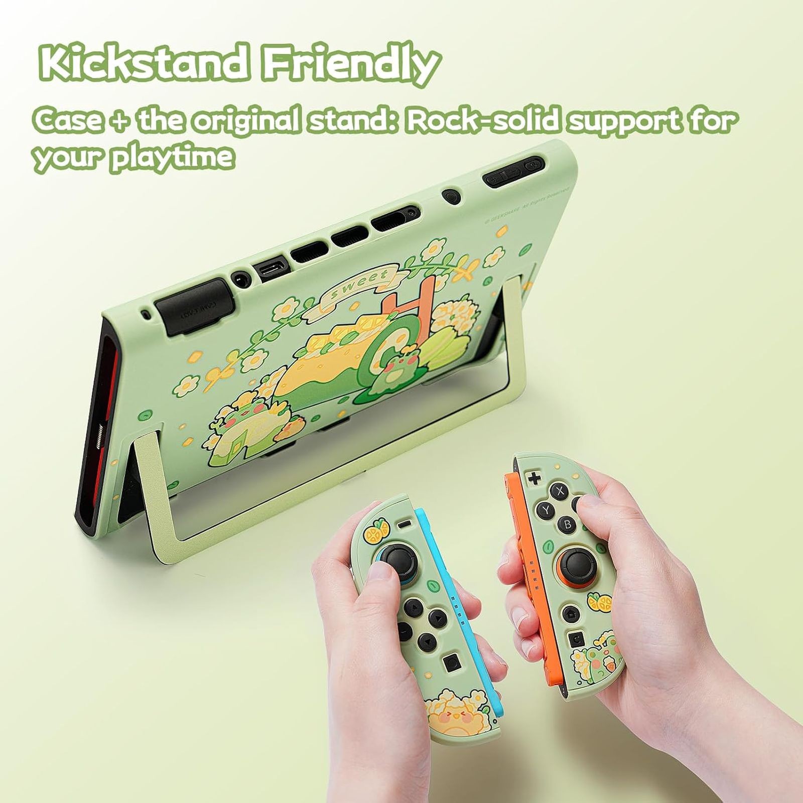 GeekShare Slim Protective Case for Nintendo Switch 2025 Hard Shell Matcha Froggy