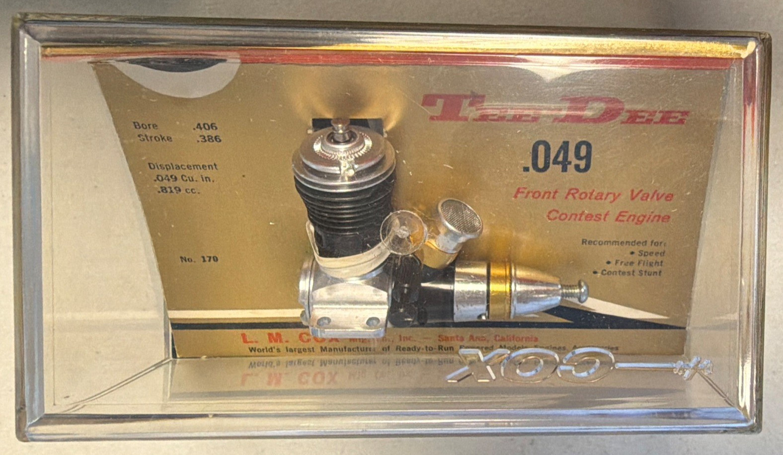 COX Tee Dee .049 2-Stroke Front Rotary Valve Nitro/Glow Engine MPN 170
