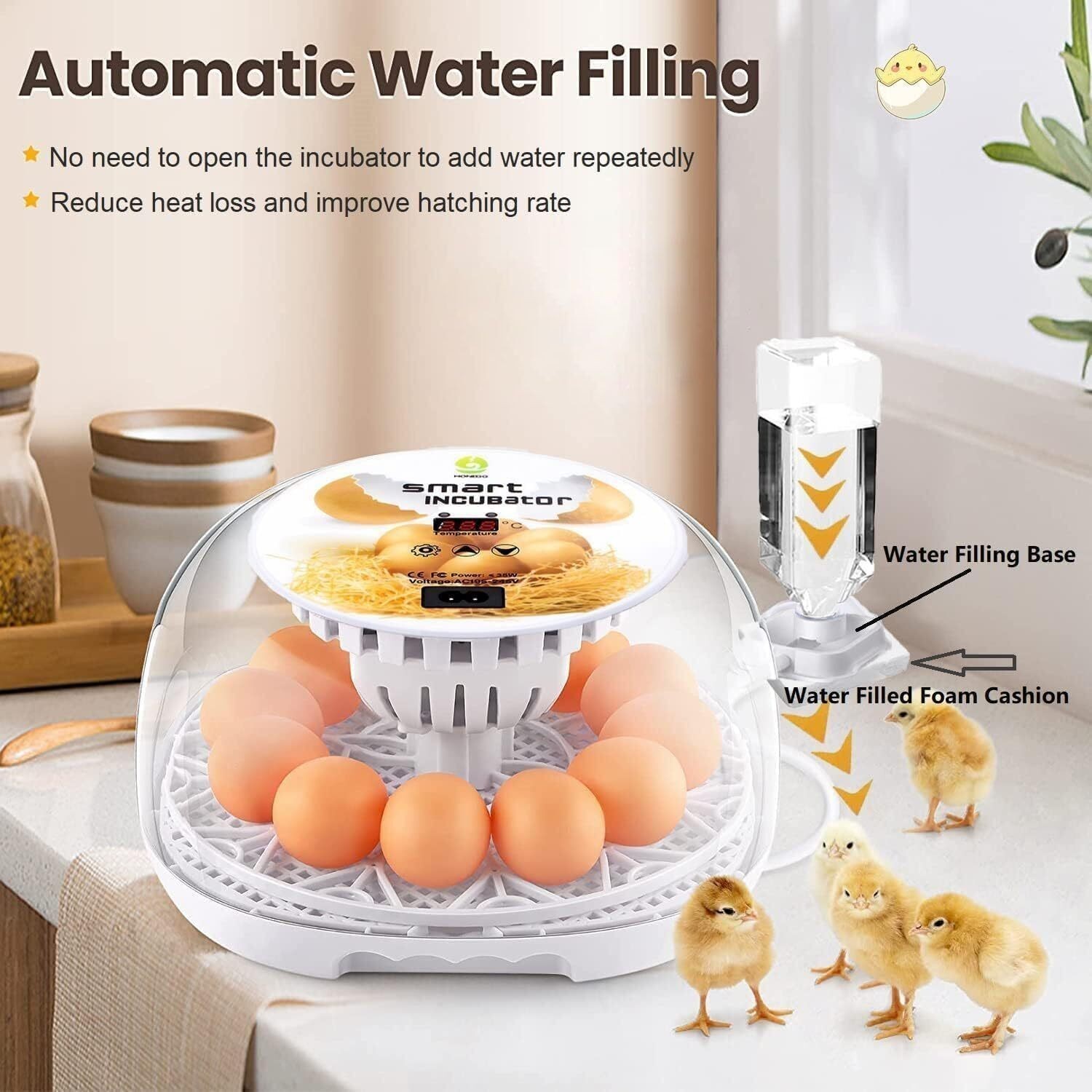Incubators Hatching Eggs 12-24 Egg W/ Automatic Egg Turning Humidity Control New