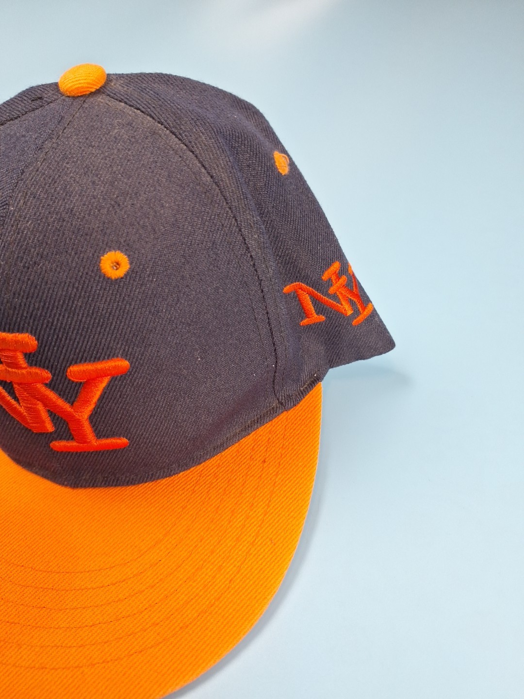 NY Baseball Cap Hat Black Orange Adjustable Snapback