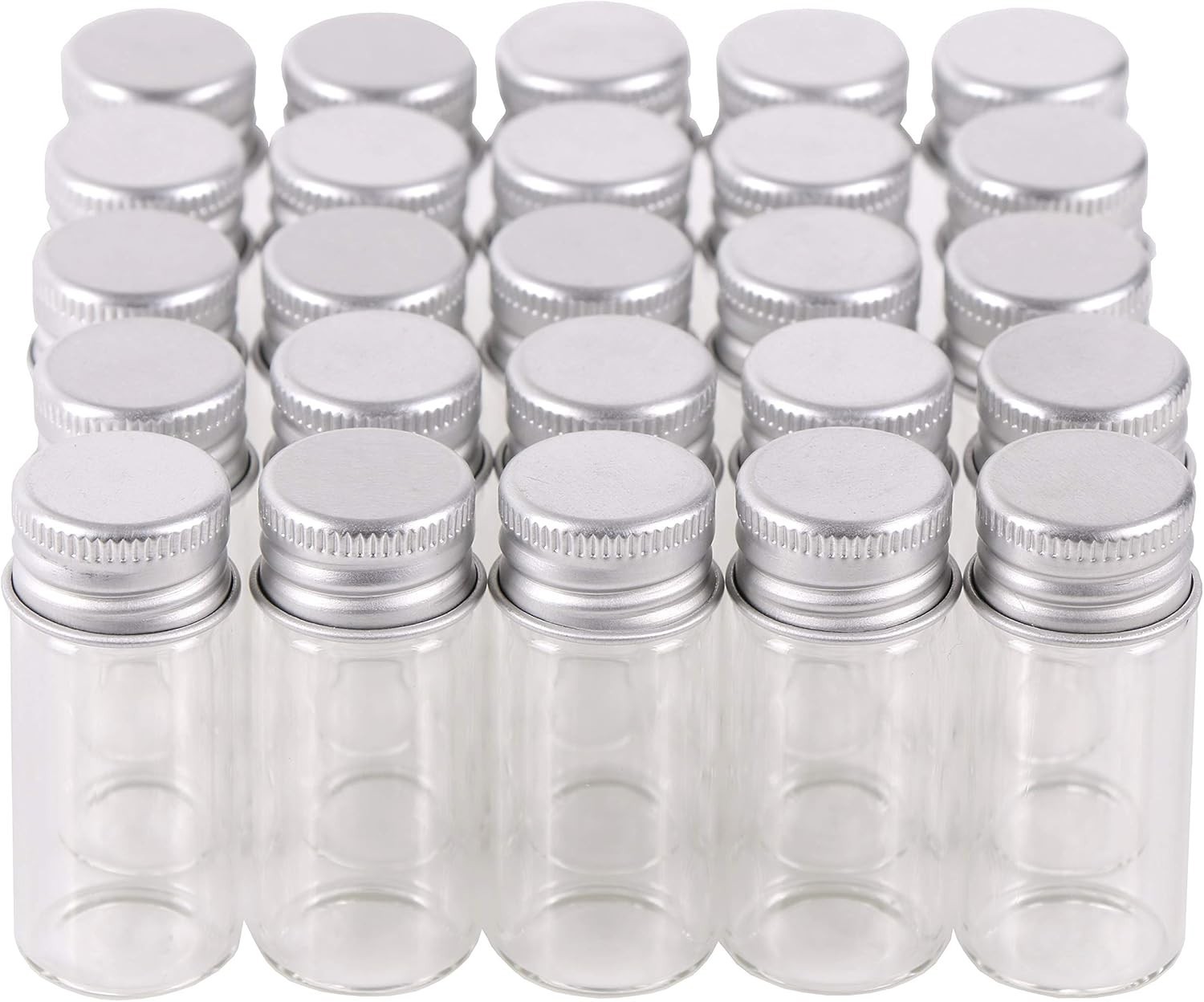 100 10Ml Vials Small Mini Tiny Glass Bottles Clear Empty Jars with Aluminum Top