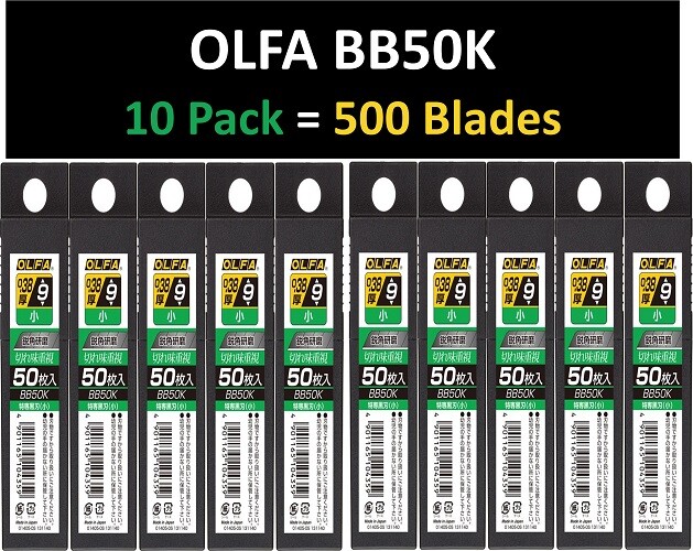 10pack 50blades OLFA BB50K Replacement Black Blade 9mm S type Small Sharp Cutter