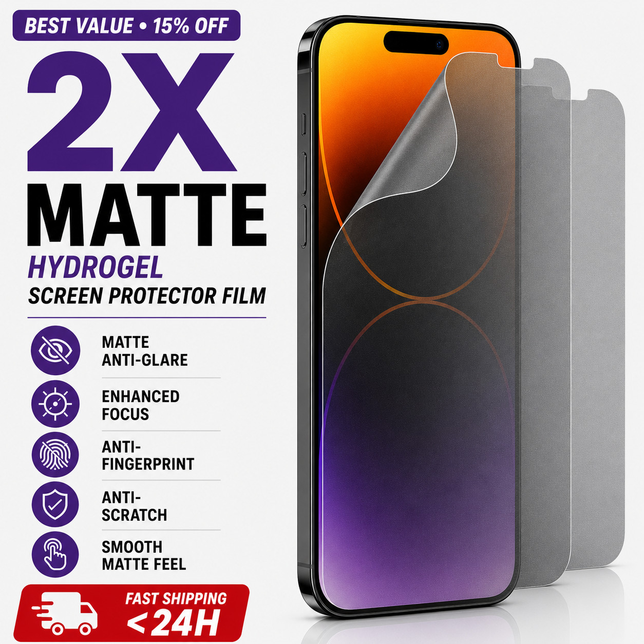 Anti-Glare Matte Screen Protector for iPhone 17 16 15 14 13 12 11 Pro Plus Max