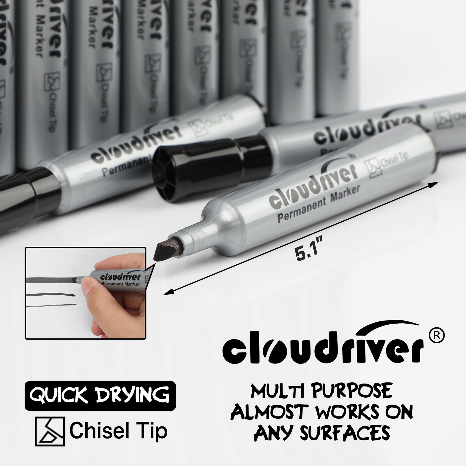 cloudriver Permanent Markers 96 Count, Black 1 Count (Pack of 96),