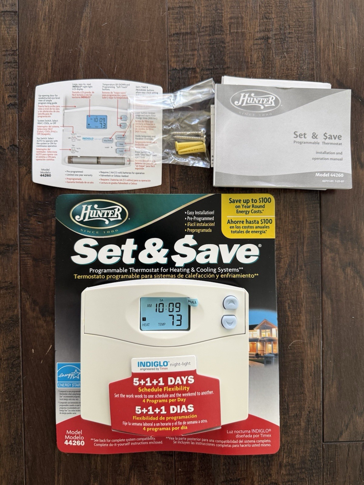 Hunter 44260 Set and Save 5+1+1 Programmable Thermostat - (Open Box) Qty-8