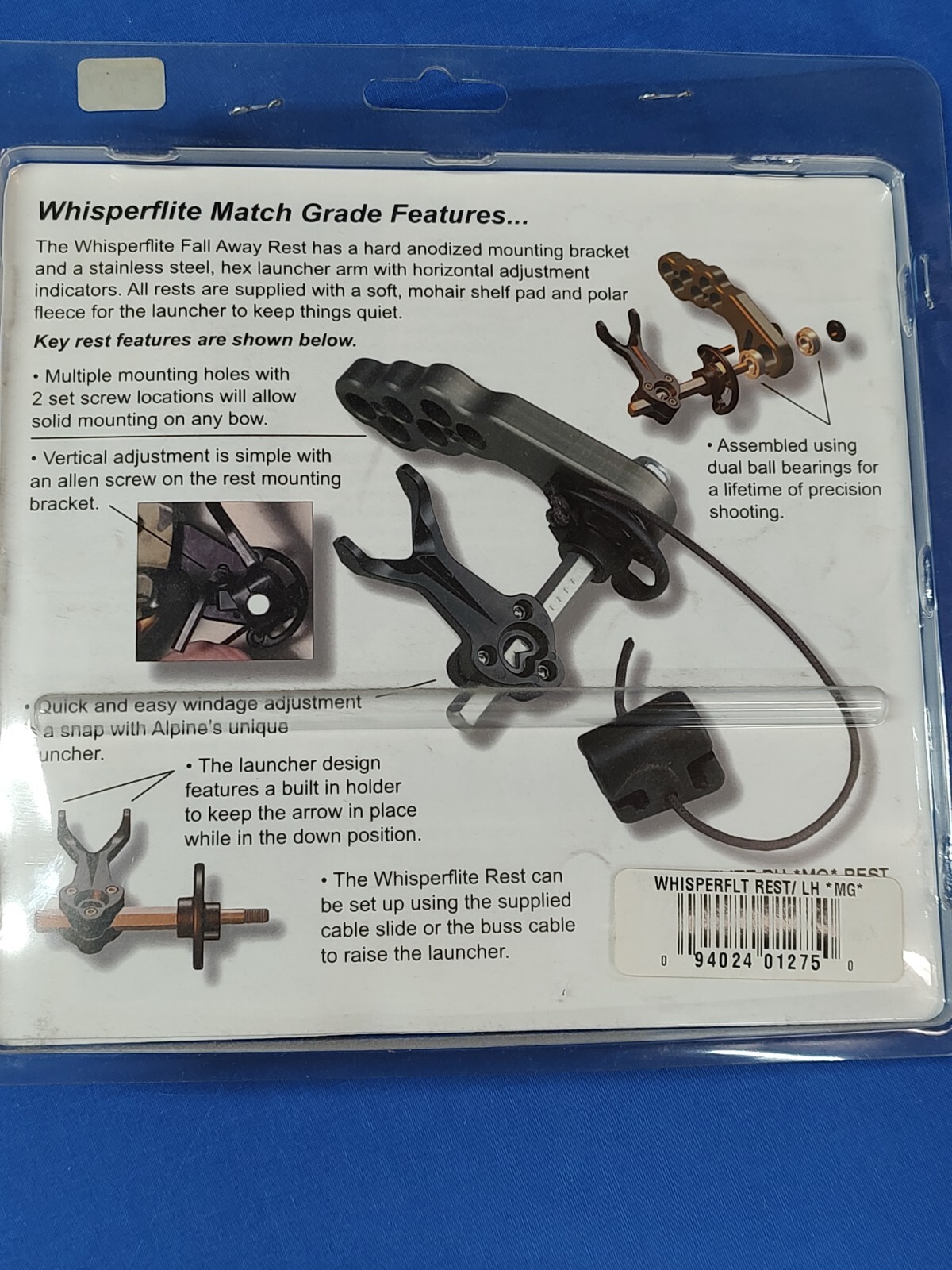 Alpine Archery Whisperflite Fall - Drop Away Arrow Rest LEFT Hand Match Grade