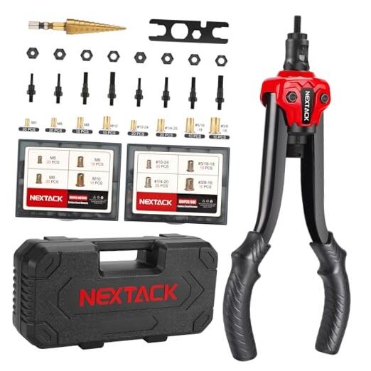 13-Inch Rivet Nut Tool Kit with Step Drill Bit - 120 Nutserts