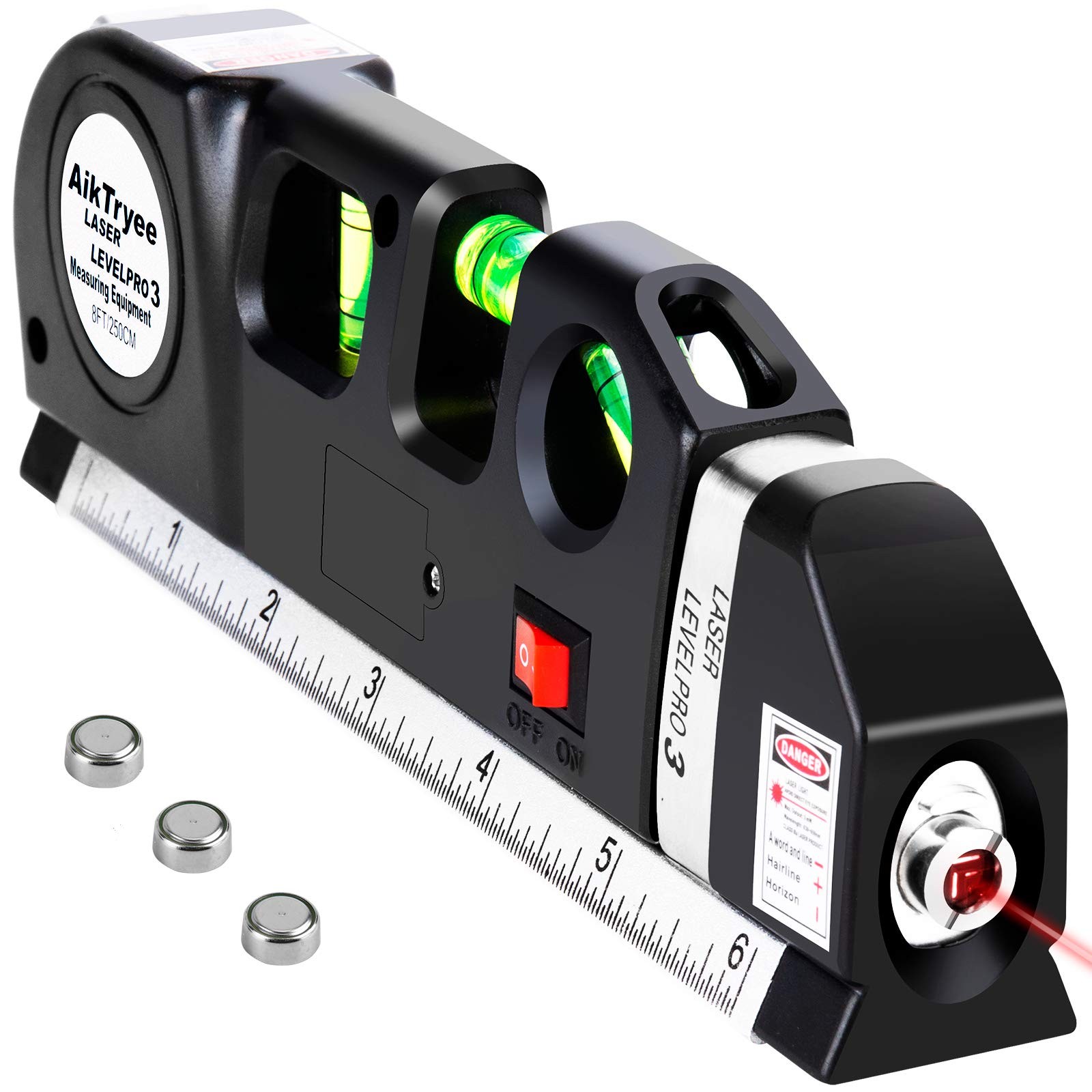 AikTryee Laser Level with Metric Rulers 8ft/2.5M for Picture Hanging Cabinets