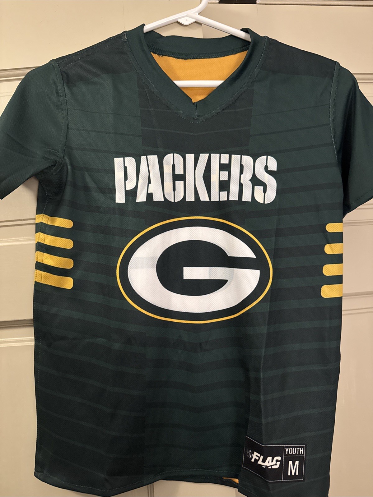 Green Bay Packers Reversible Flag Jersey Shirt -Youth Medium
