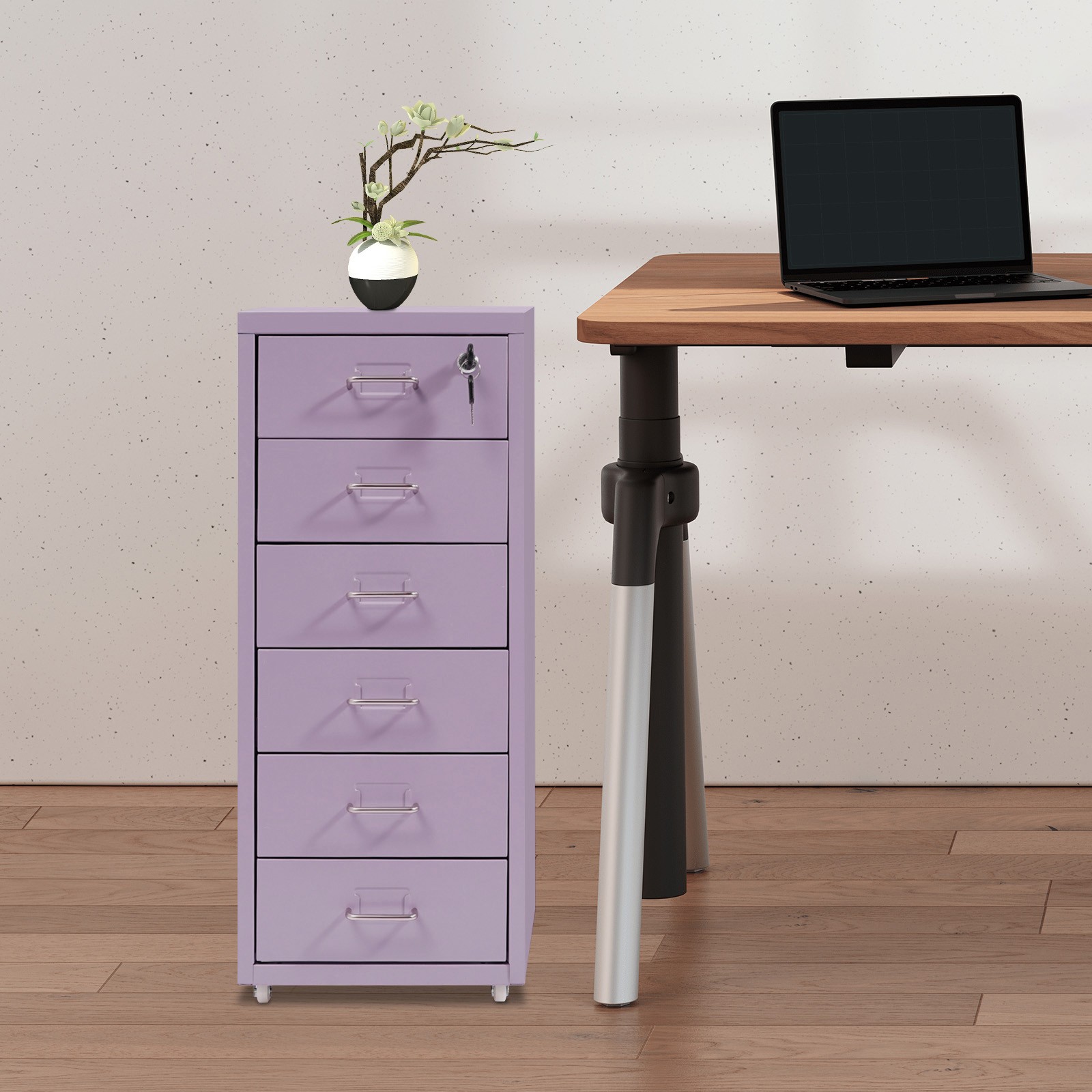 Metal 6 Drawer File Cabinet w/Lock Metal Vertical Filing Cabinet for Office Home