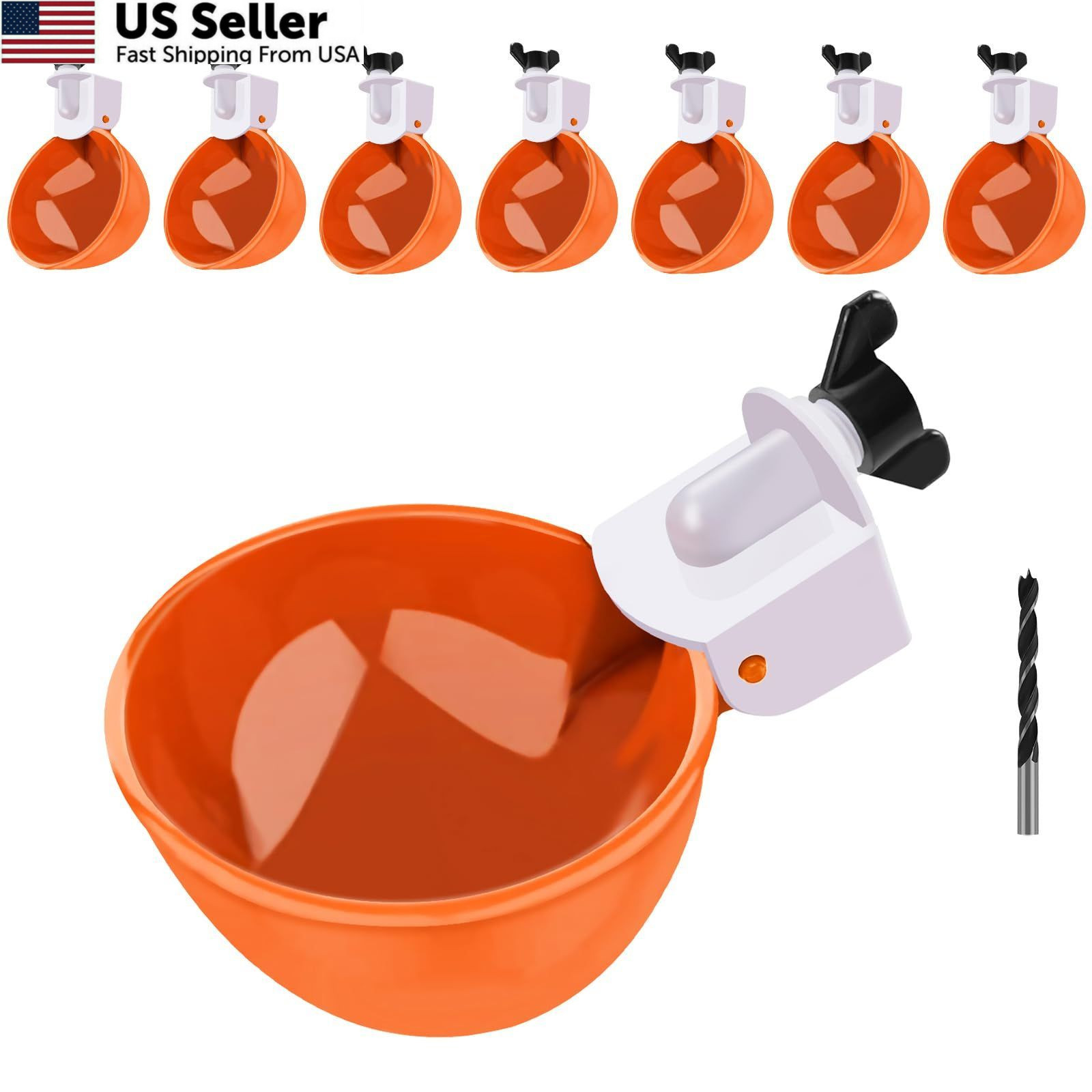 Chicken Waterer Cups, 8 Packs Orange Large size,
