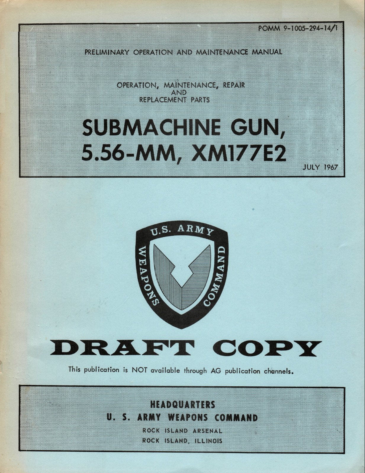 25 Page Operator Maint. Repair SUBMACHINE GUN 5.56-MM XM177E2 Manual on Data CD