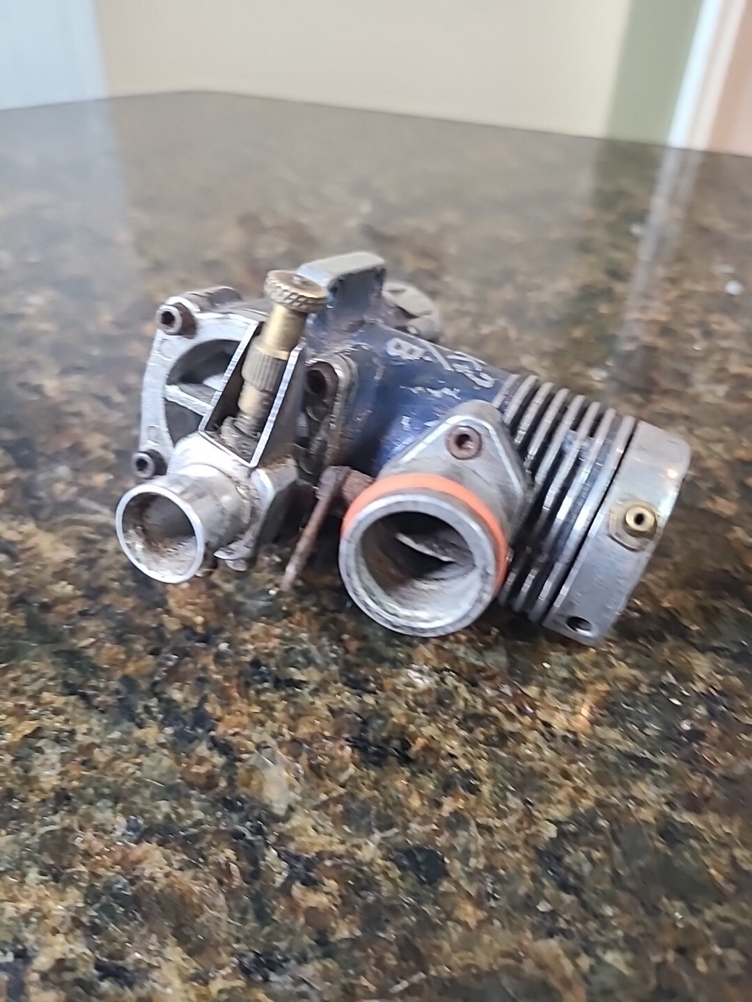 KB Inboard 7.5 VINTAGE RC Boat Gas Engine Motor For Parts Or Repair TURNS OVER