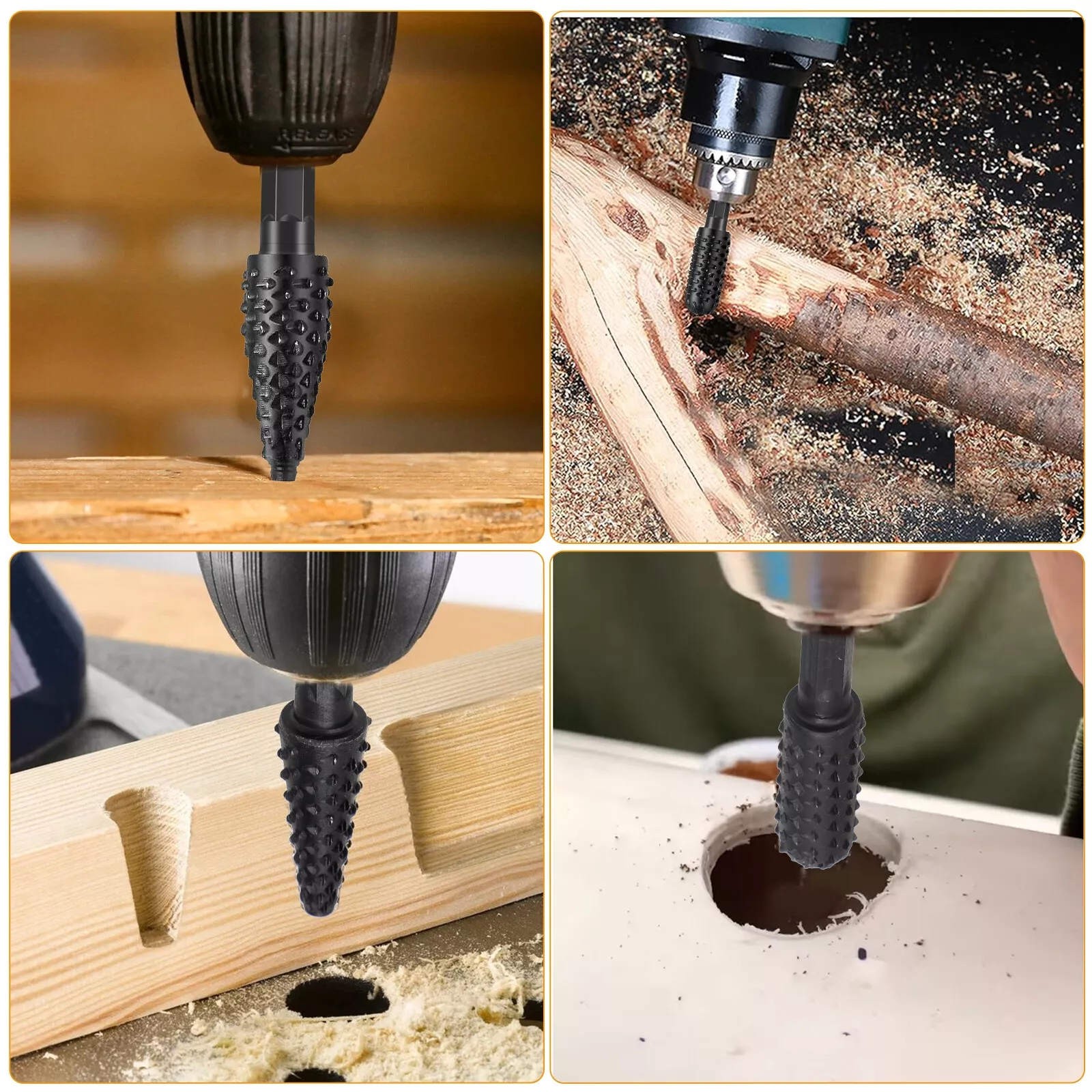 10Pcs New 1/4in Shank Rotary Burr Rasp Set Steel Wood Carving File Drill Bits