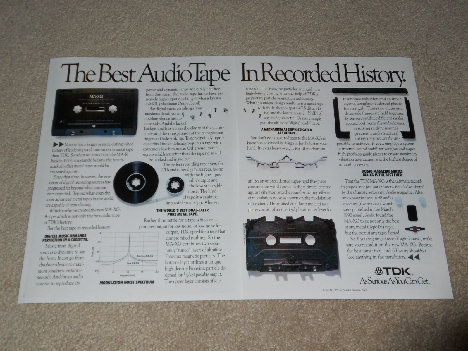 TDK MA-XG Advertisement, 1991, 18"x11", 2 pg, Articles, RARE INFO! Beautiful!