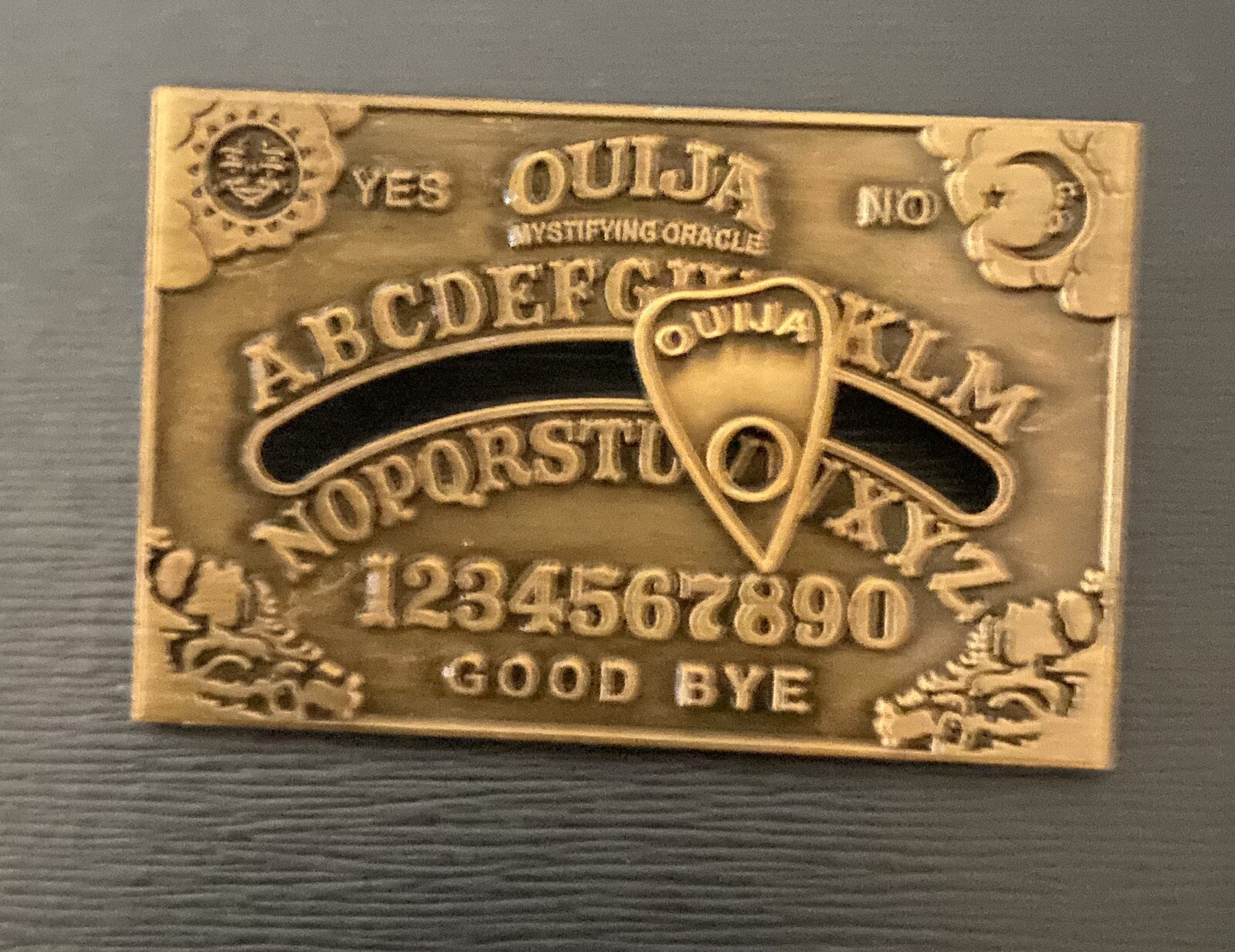 Ouija Board Pin Badge Brooch Metal Lapel Movable Planchette Quirky Avant Garde