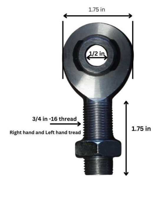 1/2 in. Bore x 3/4-16 Thread Chromoly Rod End Kit