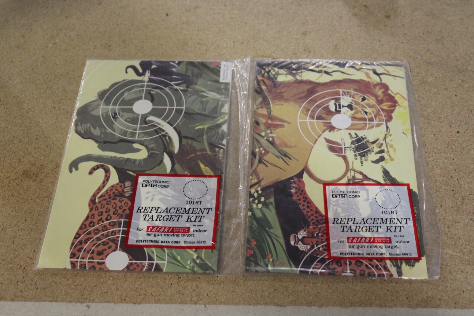 2 Polytechnic Safari Tiger Hunt Air Gun 1969 Replacement Indoor Target Kit 101RT