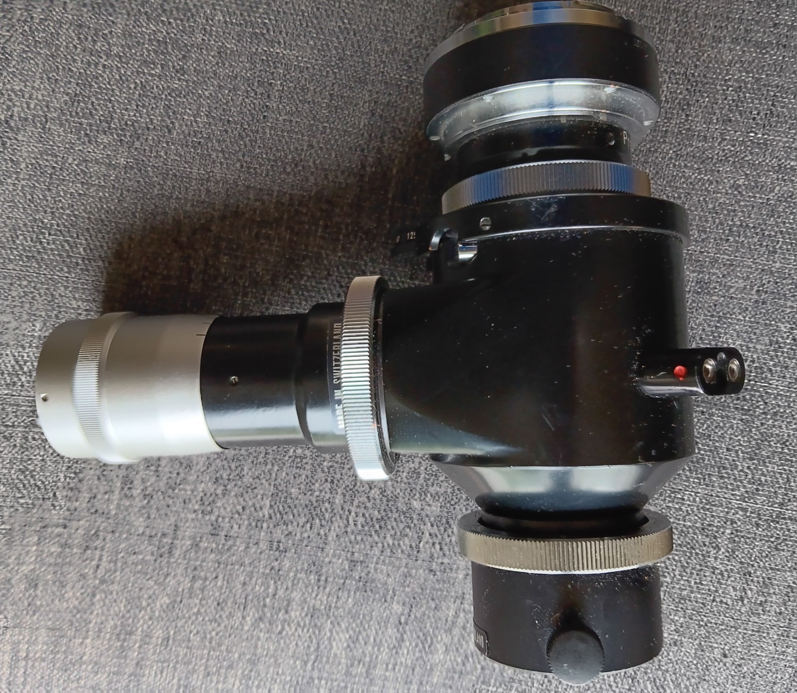 VINTAGE HEERBRUGG MICROSCOPE CAMERA ADAPTER ASSEMBLY WITH SHUTTER